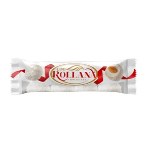 TURKANA WAFER BALLS STUFFED WITH CREAM AND TOASTED ALMONDS COVERD WITH WHITE COCLATE AND COCONUT3*12